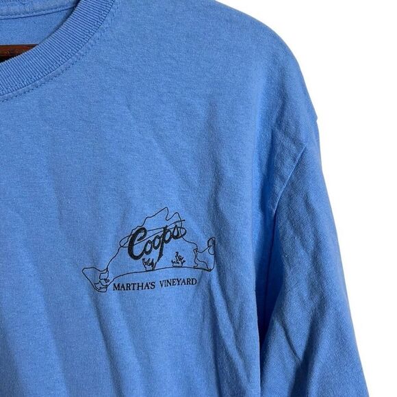 Martha's Vineyard Crew Neck Bait & Tackle Coops Long Sleeve T-shirt Blue Large - Picture 2 of 6